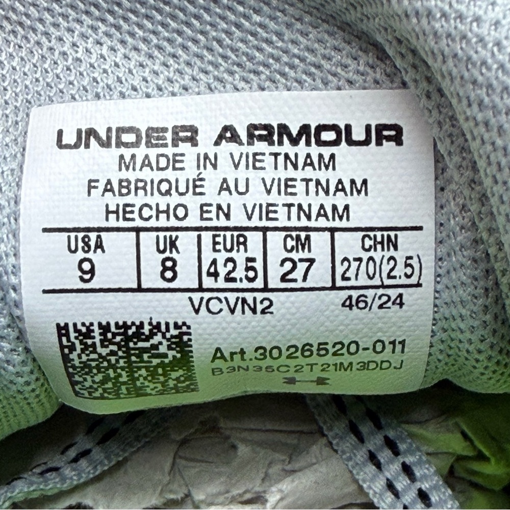 Under Armour HOVR Turbulence 2 Men’s Running Shoes Size 9 Gray/Green - Picture 9 of 15